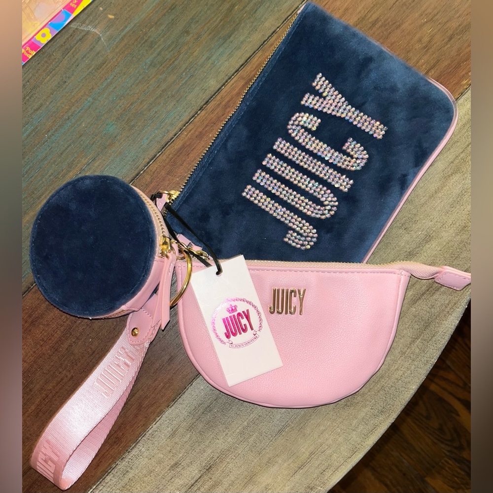Juicy By Juicy Couture Mini Me Velour 3. Pc Pouch Set Wristlet